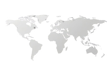 Fototapeta premium World map in light grey displaying continents, illustrating global navigation, travel, and international connections, transparent background