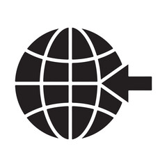 Obraz premium Global network connection concept vector silhouette with arrow pointing towards planet earth during digital communication