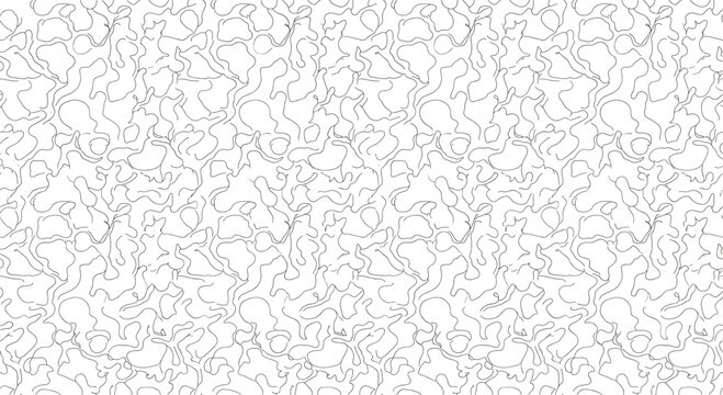 Abstract seamless pattern with black tangled curved lines on white background