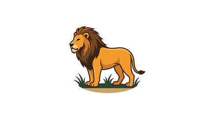 Lion standing in the savannah grass. © satu