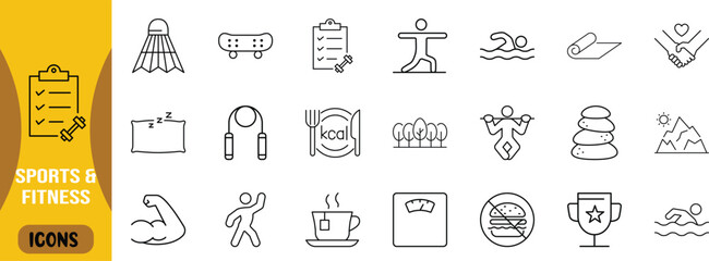 Sports fitness health vector icons. jump rope icon set, yoga mat icon set, weight scale icon set © Fahim