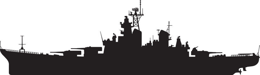 Military Aircraft Carrier Warship Silhouette Vector Navy Battleship Isolated on White Background © BIJOY