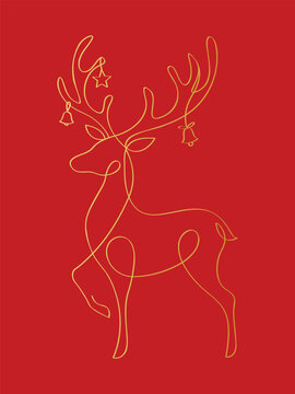 Minimalist holiday Rudolph continuous line drawing