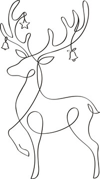 Continuous line art of holiday reindeer