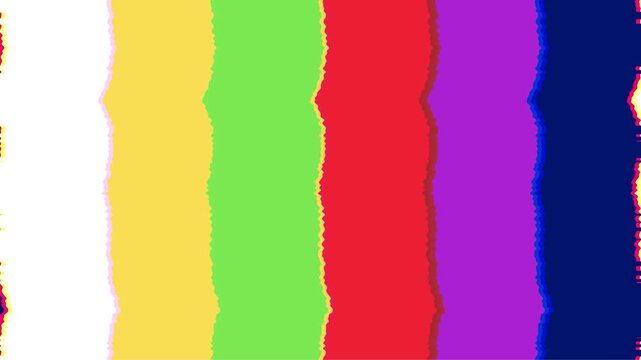 Vibrant vertical stripes forming a colorful abstract pattern, reminiscent of a classic television test screen or digital broadcast signal display issue