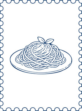 Italian spaghetti plate postage stamp.