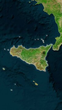 Sicily Island Map Animation In Vertical Format