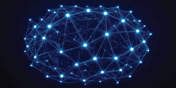 Abstract blue digital network globe sphere with glowing nodes connection wireframe technology abstract communication futuristic innovation structure background internet visualization