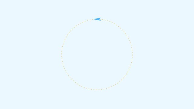 Blue arrow moving along a circular path animation on light 4k background, circle motion