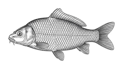 Fototapeta premium A detailed illustration of a fish swimming in water with scales fins and tail