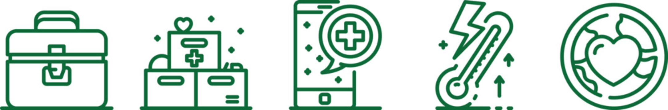 Medical and service icons set with briefcase