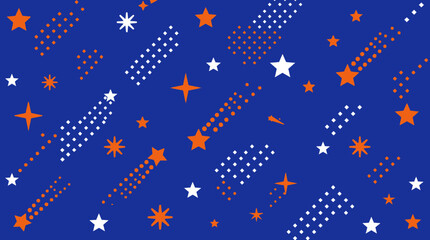 A vibrant night sky filled with orange and white stars, dots, shooting across blue © Fendi