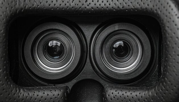 Close-up Macro View of Virtual Reality Headset Lenses.