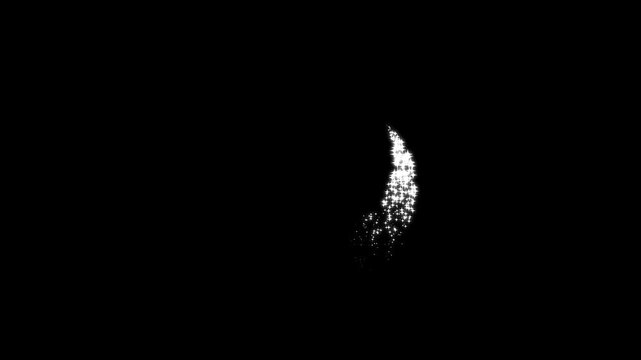 Magical sparkle dust line effect on black screen with, twinkling white stars, glitter trail transition and luxury crystal shine animation 4K