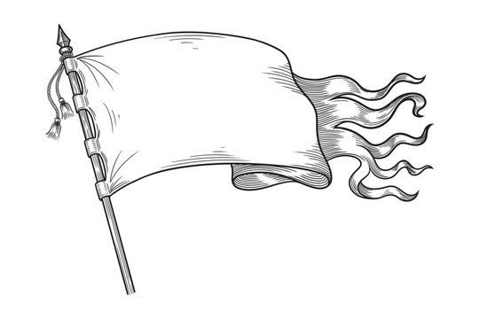 A heraldic flag fluttering in the wind. Vector element for logo and coat of arms design.