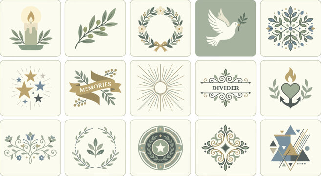 Patriot day remembrance collection of memorial icons for september 11th honoring heroes and victims