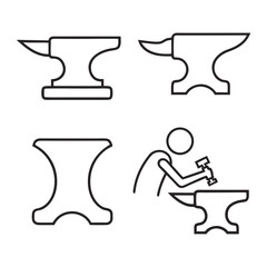 Fototapeta premium Blacksmith Anvil Outline Icon Set Collection