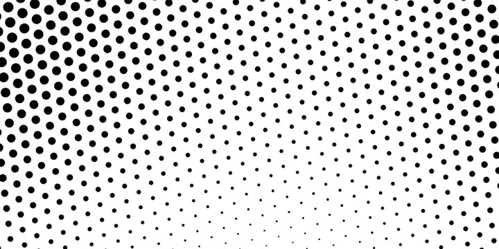 Abstract monochrome halftone pattern. Comic background. Dotted backdrop with circles, dots, point. Design element for web banners, posters, cards, wallpapers, sites. Black and white color