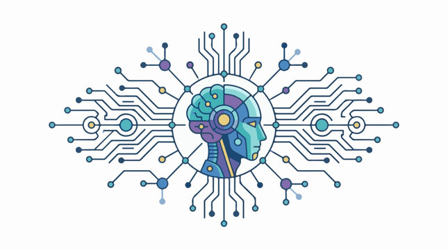 A futuristic robotic head with circuitry and brain inside