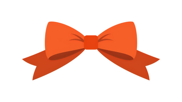 Bright orange decorative bow ribbon with clean edges