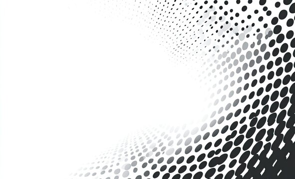 Abstract black and white design featuring a swirling pattern of halftone dots, offering a modern aesthetic