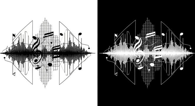 Sound wave music notes graphic design.