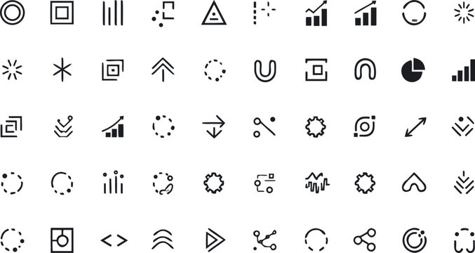 Business Analytics Growth Line Icon Set Vector Illustration Chart Loading Arrow Share Icons