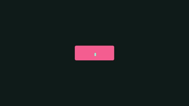 Pink button click animation with digital glitch effect and floating particles on dark 4k background