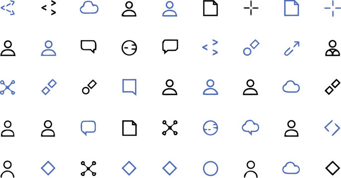 User People Communication Line Icon Set Vector Illustration Cloud Chat Link Code Icons