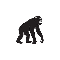 Black gorilla silhouette standing isolated on white background, Vector, illustration © Emdad