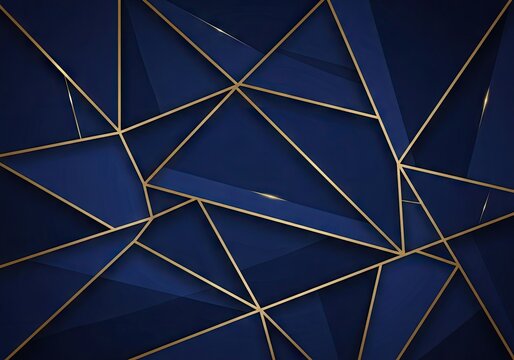 Blue geometric pattern with gold lines.