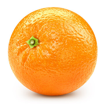 Perfect whole orange isolated white background. Fresh organic orange with clipping path