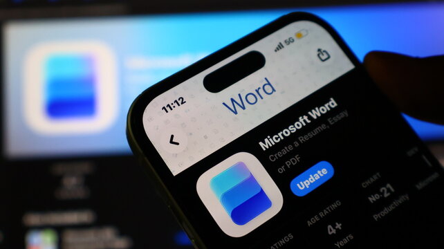 Smartphone displaying Microsoft Word app on screen