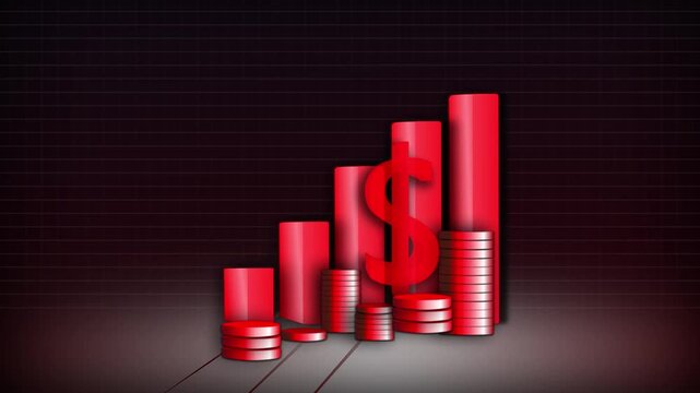 investment growth dollar concept with stacked coins and up arrows. Financial banking increase or mortgage investment, mutual funds, and dividend tax and increase dollar.4k video.