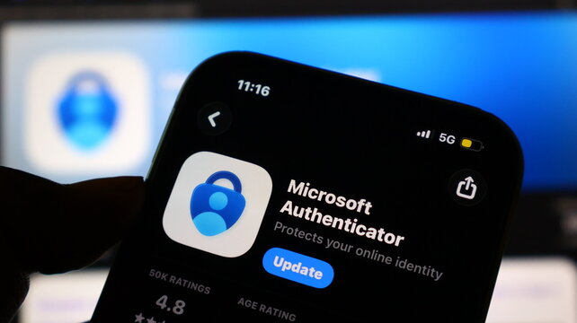 Smartphone screen displaying Microsoft Authenticator app update