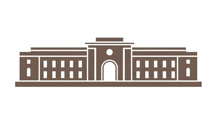 Fototapeta premium Minimalist Building Icon Representing Architecture and Public Institutions