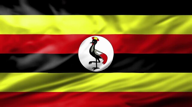 Waving Flag Loop Uganda Ugandan National Symbol Grey Crowned Crane Fabric National Symbol