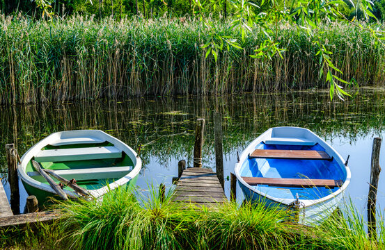 typical rowboat at a lake
