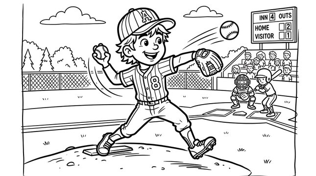 Young Baseball Pitcher Throwing Ball image photo