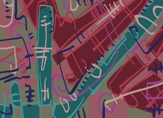 Abstract image for printing. Picture for modern interiors. The picture is painted by hand on a tablet. © neurostructure