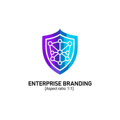 Naklejka premium Modern Enterprise Branding Shield Network Icon Technology Graphic