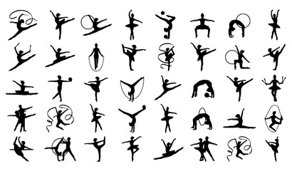 Rhythmic Gymnast And Ballet Silhouette Vector Pack With Elegant Dance Poses © MD