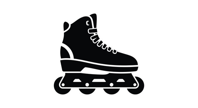 Inline skate silhouette on a white background a minimalist sports equipment graphic