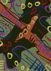 Abstract image for printing. Picture for modern interiors. The picture is painted by hand on a tablet. © neurostructure