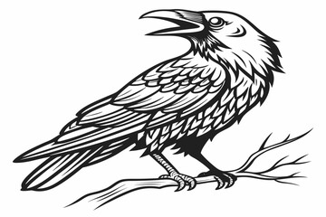 Fototapeta premium coloring page line art the halloween crow animal black vector