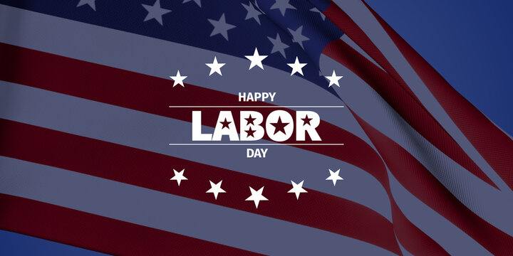 Text "Happy Labor Day" on an American flag background