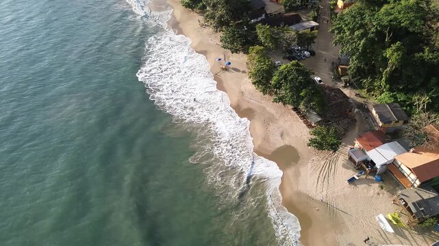 Aerial drone view of Almada beach in Ubatuba