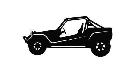 Obraz premium Dune Buggy Silhouette On White Background Minimalist Vehicle Outline off road