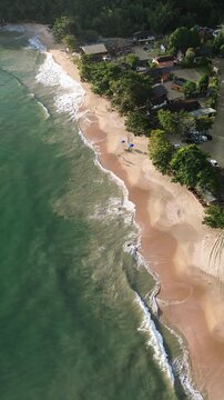 Aerial drone view of Almada beach in Ubatuba
