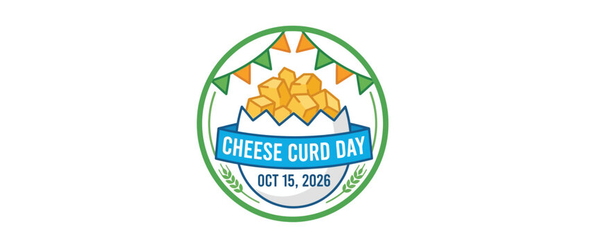 Flat vector emblem for cheese curd festival celebration
